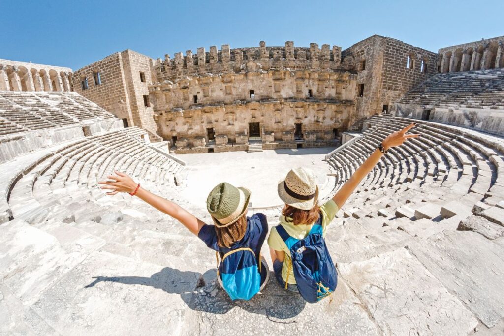 tourist at colosseum